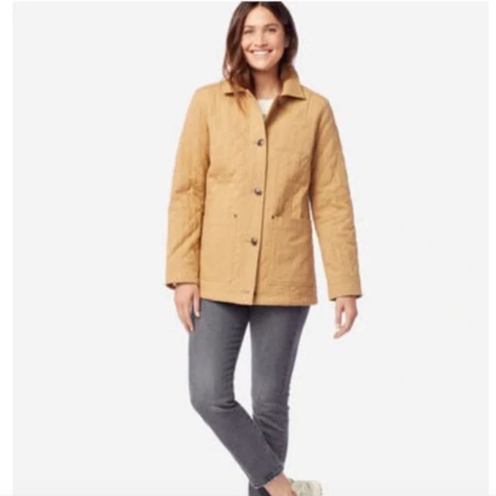 Pendleton Tan Quilted Jacket Coat with Buttons, Size SML - Picture 3 of 14